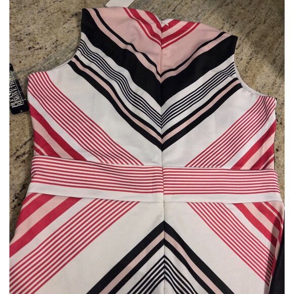 New! New York & Company Dress Pink Black Women's M Chevron Sleeveless Sheath NWT - Picture 12 of 15